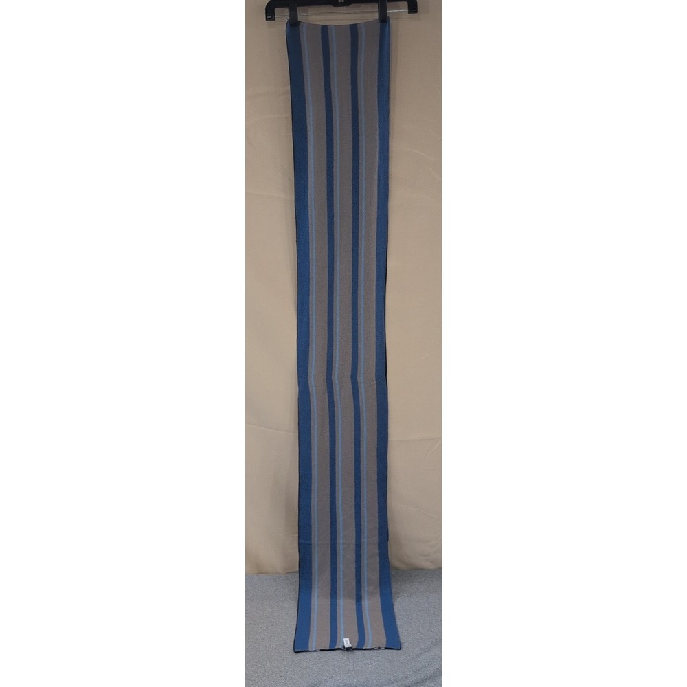 Gap Reversible Knit Scarf Blue Grey Black Striped 348238 Cotton Blend Mens Women